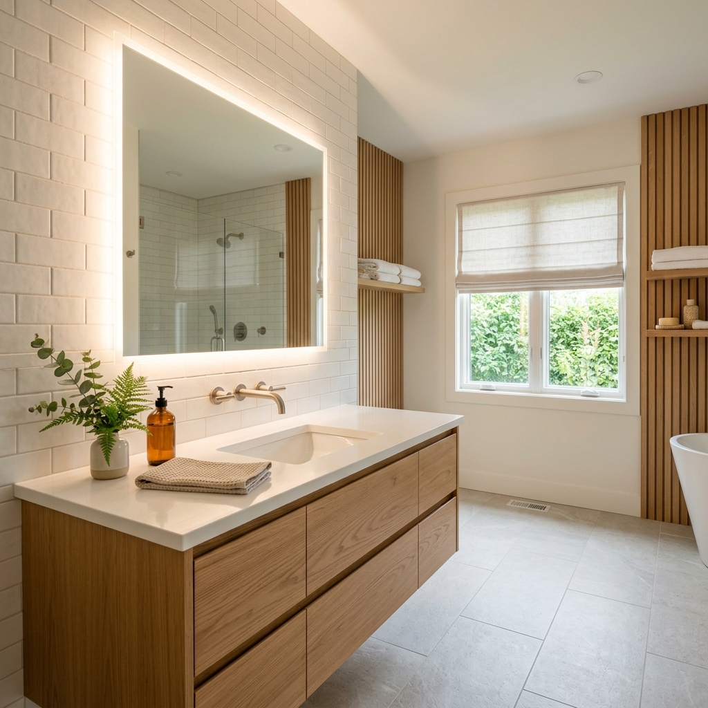 Elegant quartz bathroom vanity